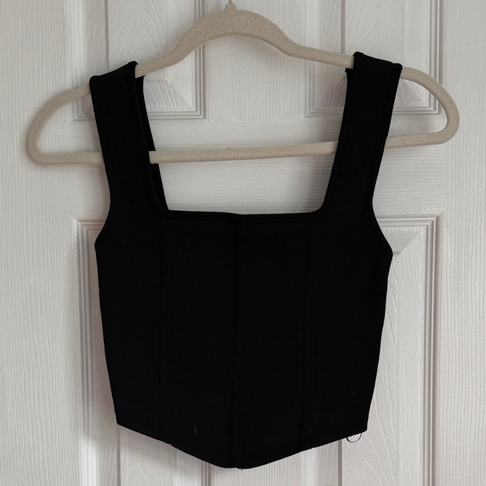 Zara Black Square Neck Tank Top